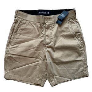 Abercrombie & Fitch 7" All Day Plain front‎ shorts NWT Khaki 26